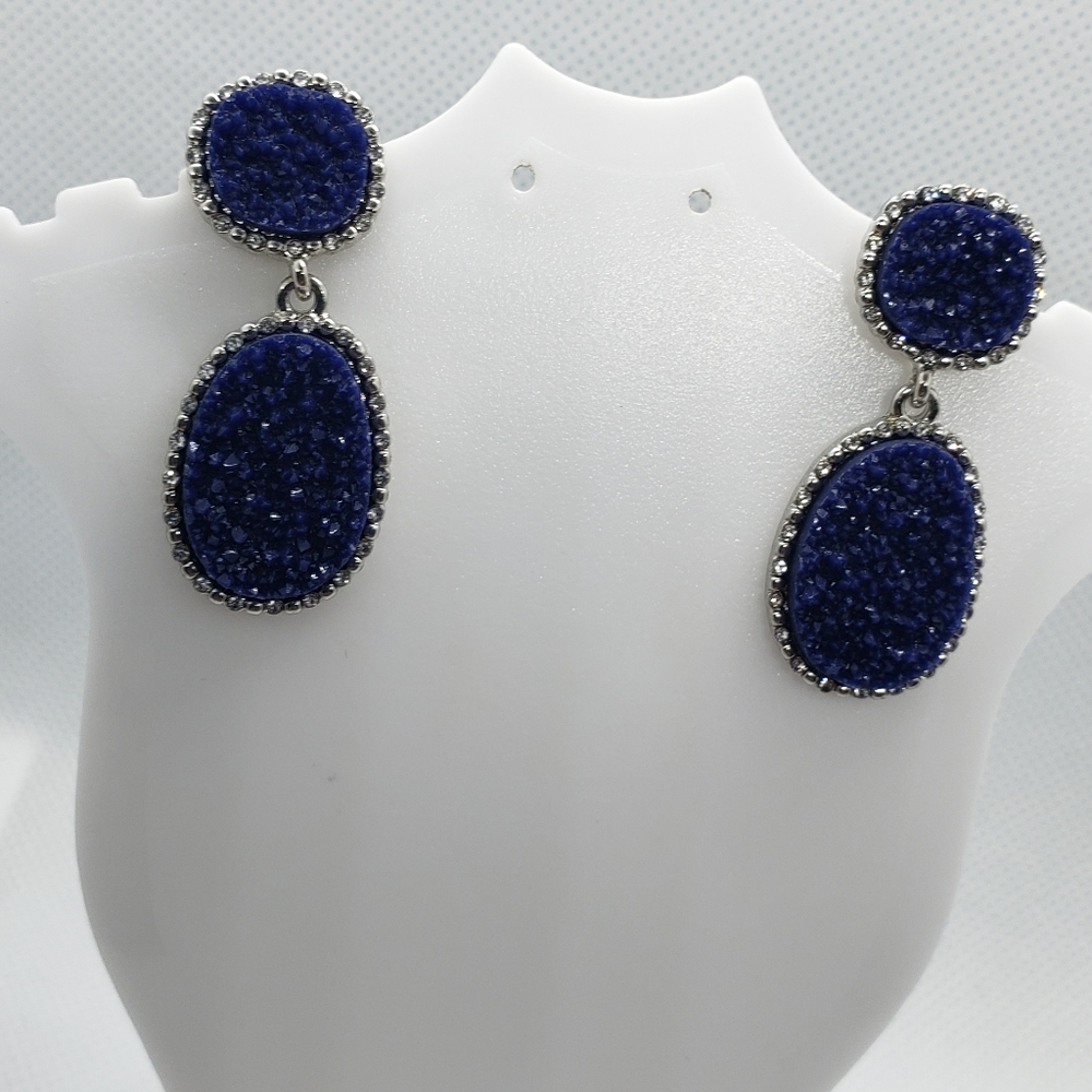 Blue seed beaded earrings